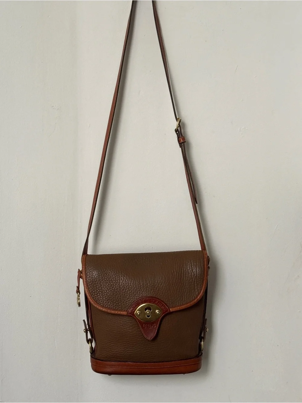 Vintage Dooney & Bourke All-Weather Leather Carrier Flap Crossbody Bag